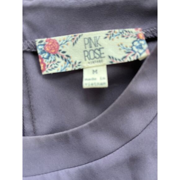 Pink Rose Women's Short Sleeve Purple Pocket T-Shirt Size M Back zipper casual - Picture 3 of 7